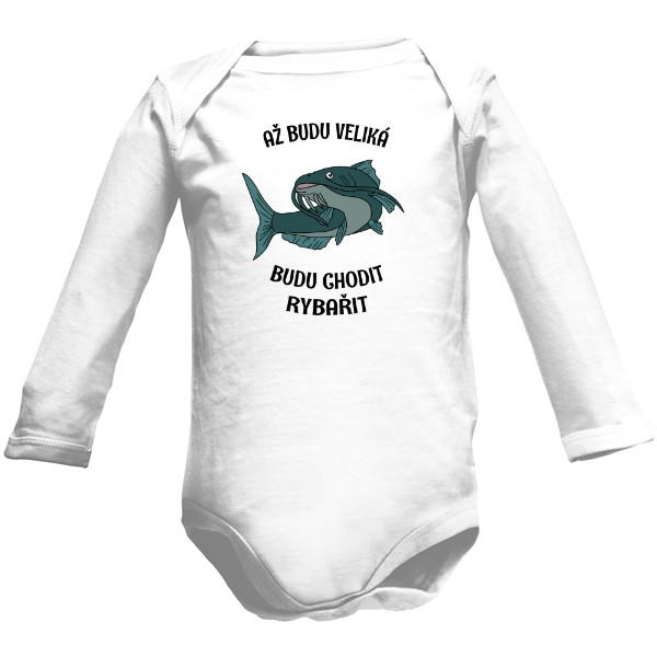 Dětské body Long  s potiskem Až budu veliká budu chodit rybařit
