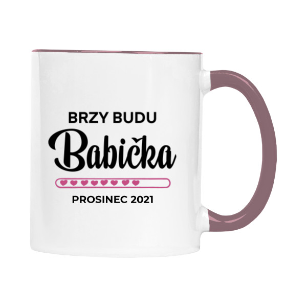 Hrnek malý barevný s potiskem Budu babička - vnučka