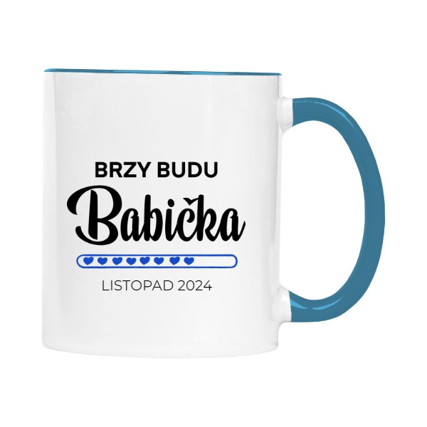 Hrnek malý barevný s potiskem Budu babička - vnuk