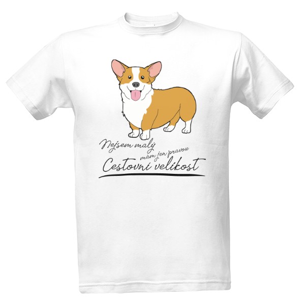Tričko s potiskem Corgi cestovní velikost na triku