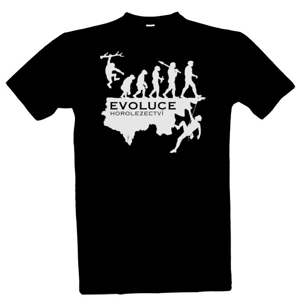Tričko s potiskem Evoluce horolezectví -bílé