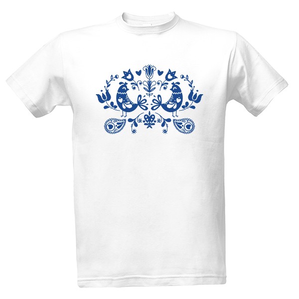 Tričko s potiskem Folklór modří ptáčci