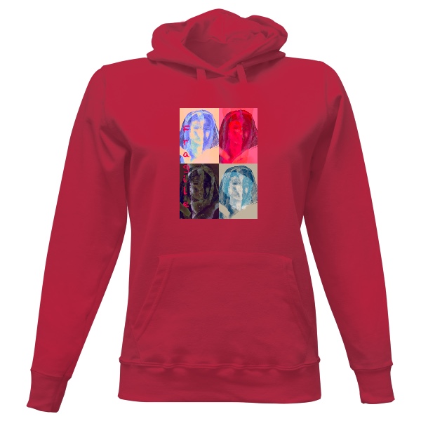 Dámská mikina s kapucí s potiskem Fragile red