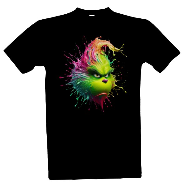 Tričko s potiskem Grinch z prskanců barvy