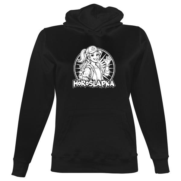 Dámská mikina s kapucí s potiskem HoroŠlapka - s culíkem a kšiltovkou