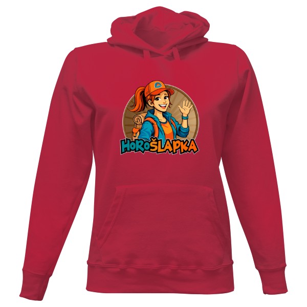 Dámská mikina s kapucí s potiskem HoroŠlapka - Zrzka s kšiltovkou