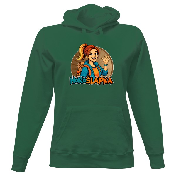 Dámská mikina s kapucí s potiskem HoroŠlapka - Zrzka s culíkem