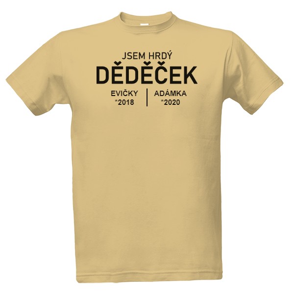Tričko s potiskem Hrdý dědeček - 2 jména 