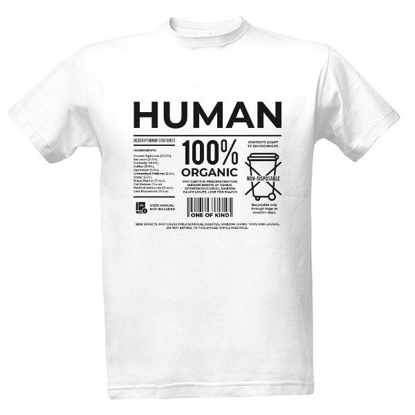 Tričko s potiskem Human 100% organic