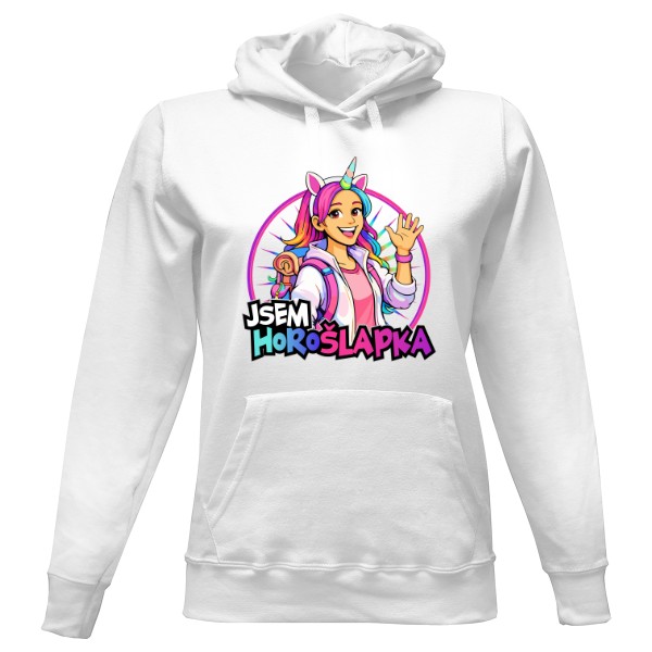 Dámská mikina s kapucí s potiskem Jsem HoroŠlapka