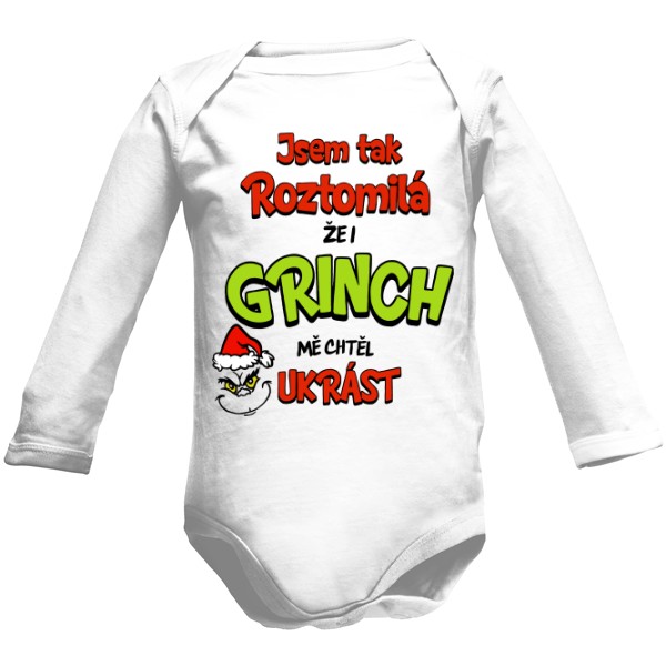 Dětské body Long Organic s potiskem Jsem tak roztomilá - grinch