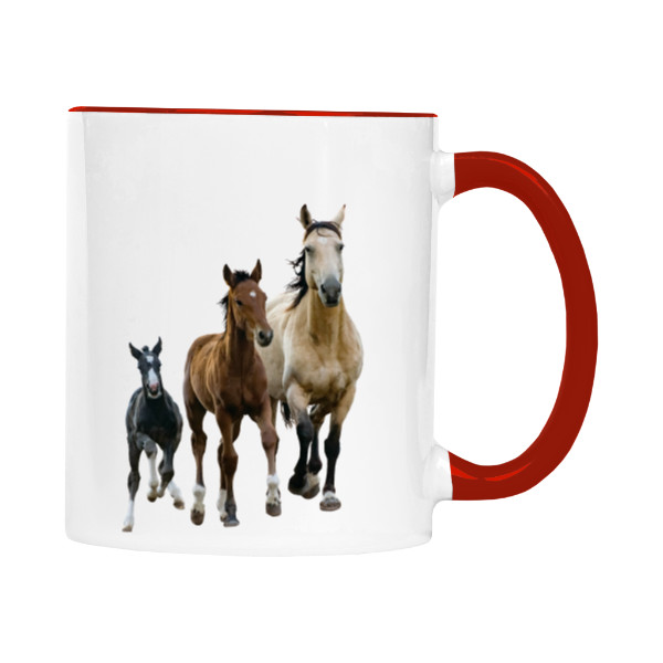 Hrnek malý barevný s potiskem Koně