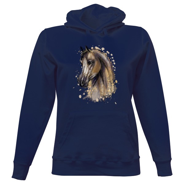 Dámská mikina s kapucí s potiskem Kresba koně