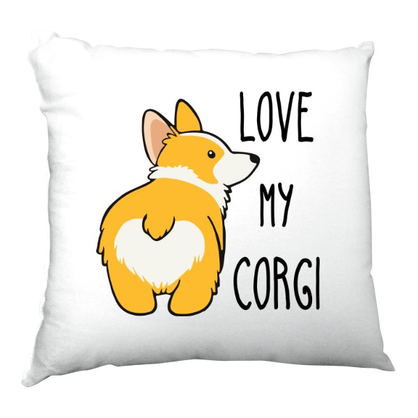 Polštář saténový s potiskem Love My Corgi 3