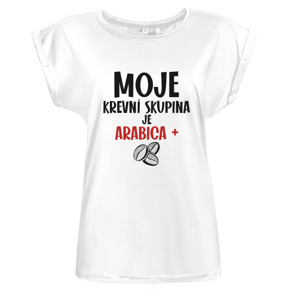 Tričko s potiskem Moje krevní skupina je arabica