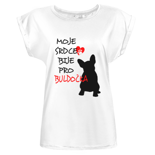 Tričko s potiskem Moje srdce bije pro buldočka