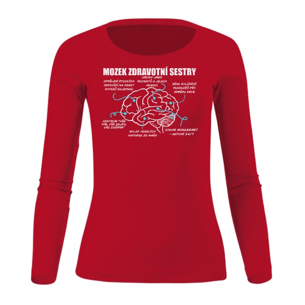 Tričko s potiskem Mozek zdravotní sestry -bílý text