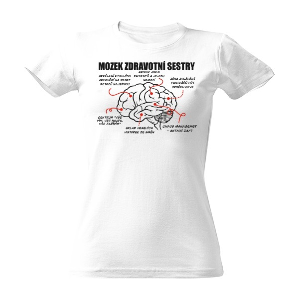 Tričko s potiskem Mozek zdravotní sestry