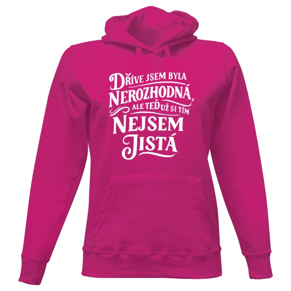 Dámská mikina s kapucí s potiskem Nerozhodná