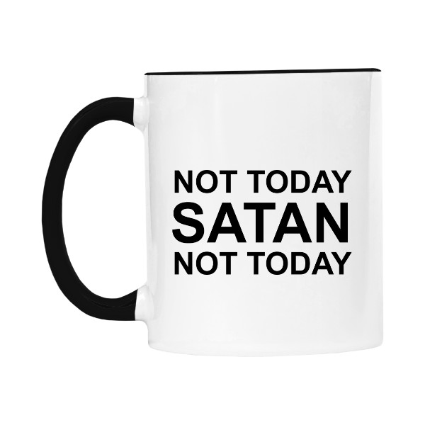 Hrnek malý barevný s potiskem Not today satan