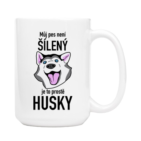 Hrnek velký s potiskem šílený husky - hrnek