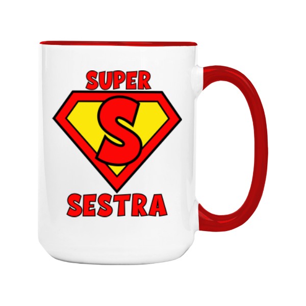 Hrnek velký barevný s potiskem Superman na hrnku - super sestra