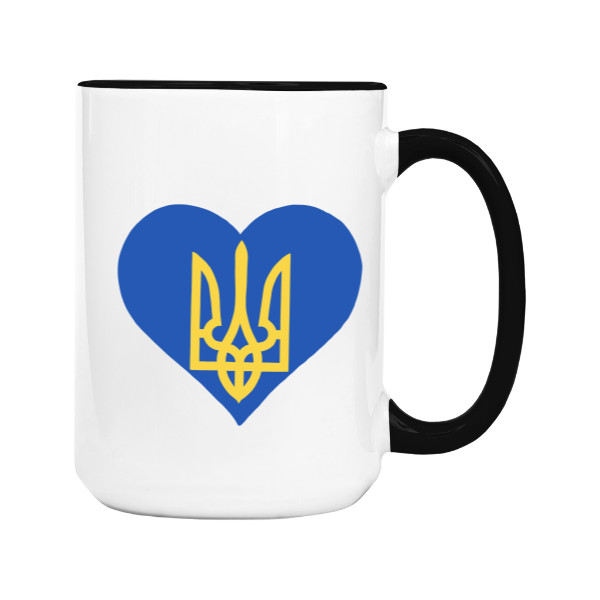 Hrnček veľký farebný s potlačou Ukrajina Srdce na hrnku
