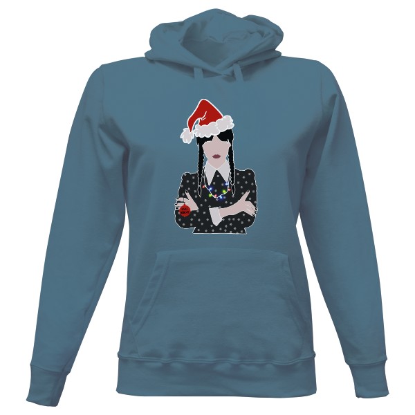 Dámská mikina s kapucí s potiskem Vánoční Wednesday Addams
