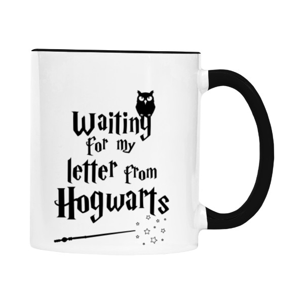 Hrnek malý barevný s potiskem Waiting for my letter from Hogwarts - black