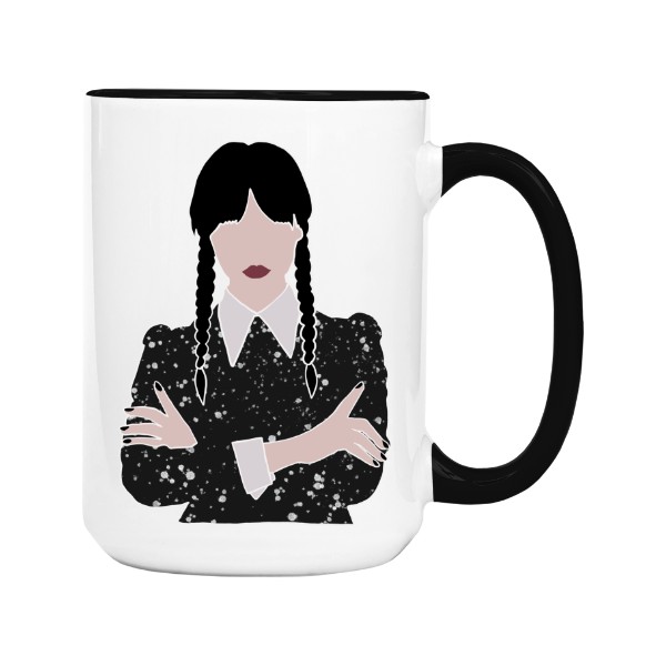 Hrnek velký barevný s potiskem Wednesday Addams - hrnek